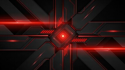 Futuristic Abstract Black And Red Geometric Digital Art With Glowing Lines