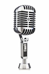 Fototapeta premium A classic silver microphone with a retro design, perfect for capturing sound in music studios or live performances.