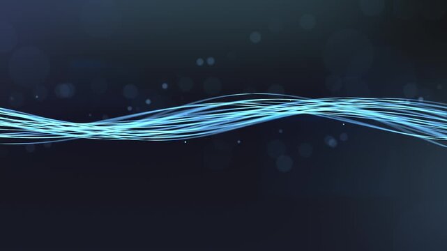 Abstract blue flowing light wave background loop