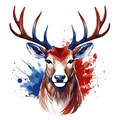 Patriotic Deer Portrait in National Colors