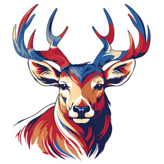 Patriotic Deer Portrait in National Colors