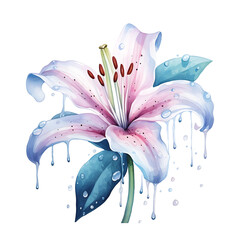Ethereal lily watercolor botanical brushstrokes