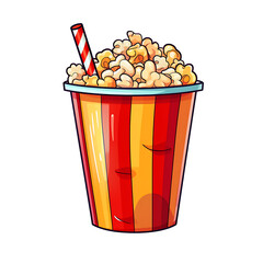 Gourmet Popcorn in Container with Beverage Icon