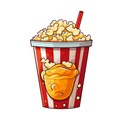 Gourmet Popcorn and Drink Icon Isolated