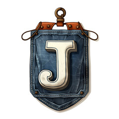 Stylish Denim Label Featuring Latin Letter J