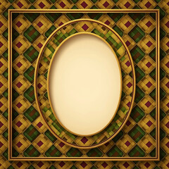 Elegant Oval Frame with Golden Border.