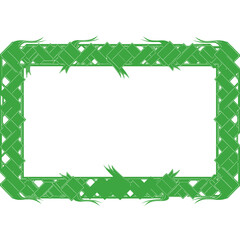 Green rectangular frame with decorative textured border.
