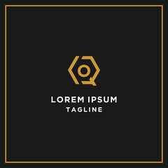 Fototapeta premium qo or oq hexagon logo
