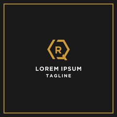 Fototapeta premium qr or rq hexagon logo