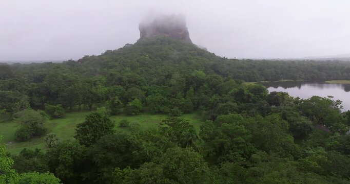 Sigiriya Lion Rock Emerging from Fog and Mist, Sri Lanka
