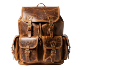 leather backpack png buckle bag png travel backpack png brown bag png transparent background image