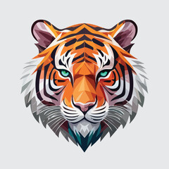 Fototapeta premium A powerful Siberian tiger head vector illustration captures the dangerous gaze of this big feline predator, highlighting its black stripes and wild nature in a detailed animal portrait