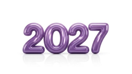 Shiny purple 3D numbers 2027 with reflective surface and a subtle shadow, symbolizing the upcoming year and future planning