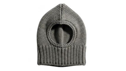 balaclava png gray knit mask png circular eye hole png winter wear png transparent background image