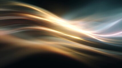 Vibrant abstract light trails in shades of gold and blue on dark background - Powered by Adobe