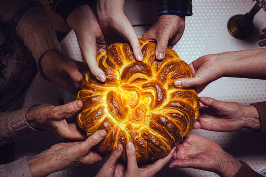 Christmas bread called Cesnica in Serbia