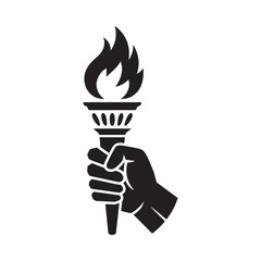 A hand firmly grasping a flaming torch a symbol of liberty and power