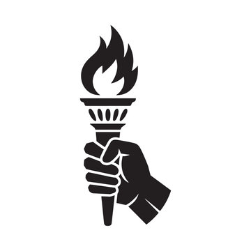 A hand firmly grasping a flaming torch a symbol of liberty and power