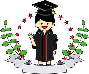 The logo of A girl in a graduation gown