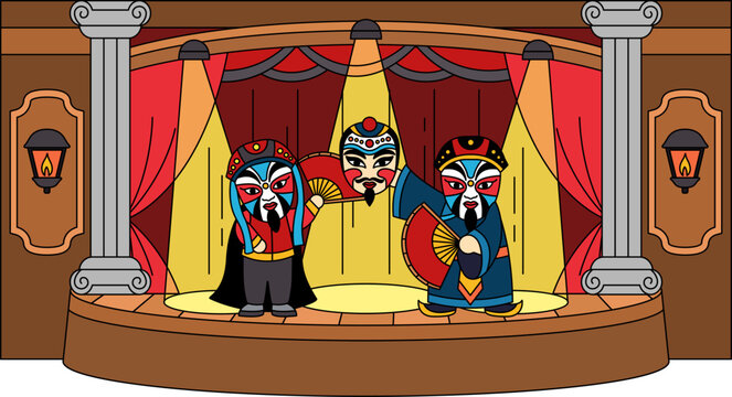 bian lian masks show are on stage