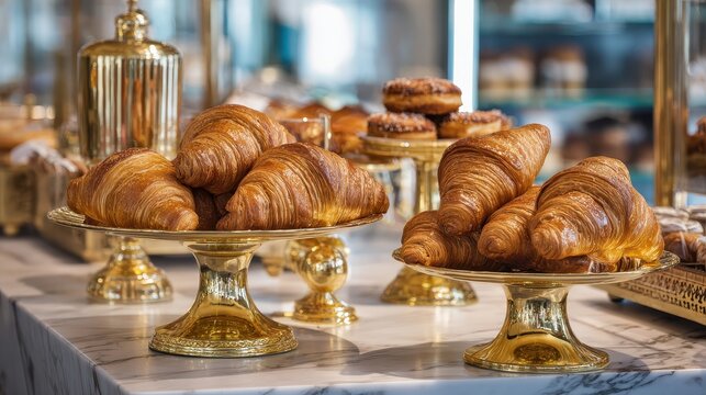 A table topped with a bunch of croises and croises