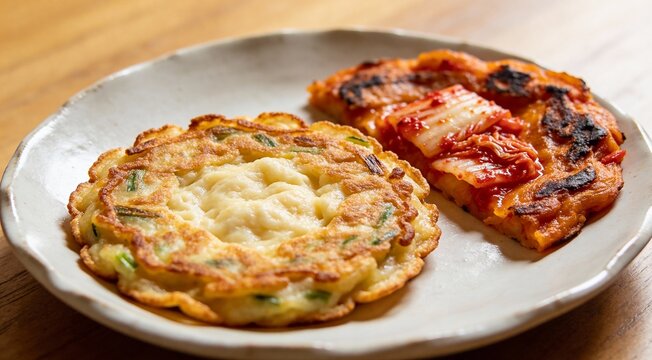 Pajeon Korean Pancake with Kimchi Pancake