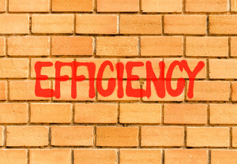 Efficiency symbol. Concept word Efficiency on beautiful big brown brick wall. Beautiful big brown...