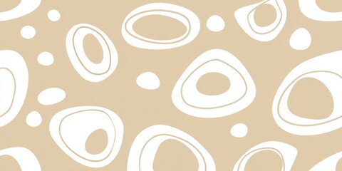 Obraz premium Organic shapes and dots form a seamless abstract pattern on a beige background.