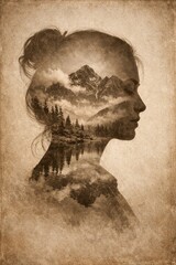 Grateful heart double exposure portrait