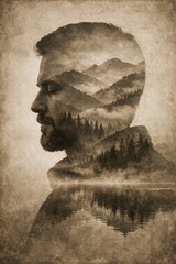 Self-discovery path double exposure silhouette