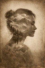 Growth inspired double exposure child profile