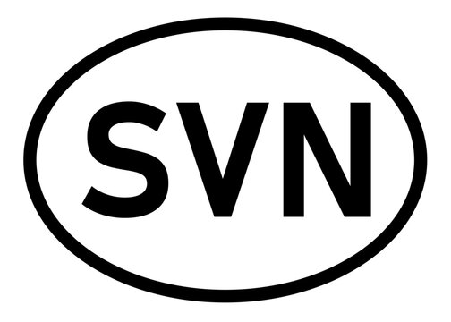 Slovenia country code SVN icon vector on a white background
Country code abbreviation oval sticker icon on a white background