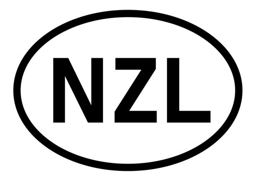 New Zealand country code NZL icon vector on a white background
Country code abbreviation oval sticker icon on a white background
