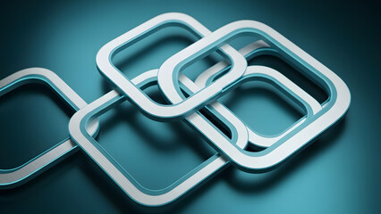 Abstract Interconnected Rings on Teal Gradient Background