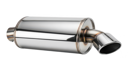 stainless steel muffler png car exhaust png performance part png automotive muffler png transparent background image