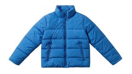 blue puffer jacket png winter coat png high collar jacket png zip jacket png transparent background image