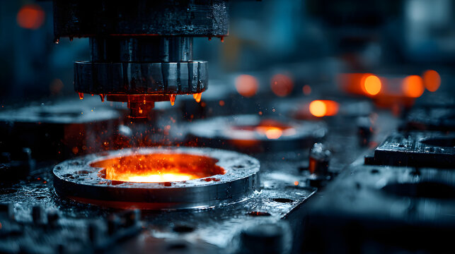 Closeup of zinc die casting machine shaping intricate automotive parts with molten zinc alloy in industrial workshop environment.