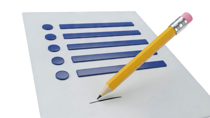 Pencil marking a checklist item