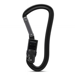 Heavy Duty Black Locking Carabiner for Professional Climbing and Industrial Safety, High Strength Metal Snap Hook for Tactical and Outdoor Use