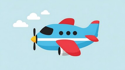 Colorful cartoon airplane flying high.