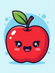 Cute cartoon apple with smiling face.