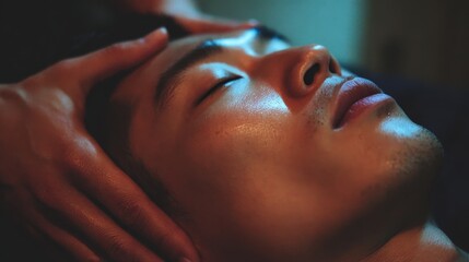 Young Asian men receive scalp massages