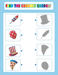 Obraz premium Find the Correct Shadow Activity for Kids