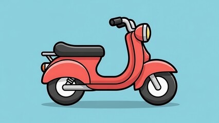 Obraz premium Red vintage style scooter on blue.