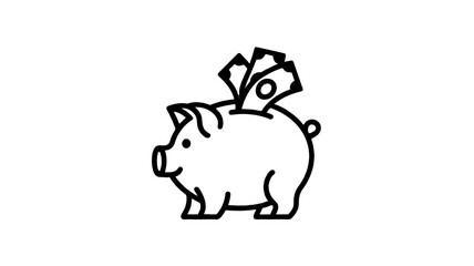 Obraz premium A simple illustration of a money-filled piggy bank.