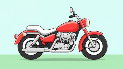 Obraz premium Red motorcycle on green background illustration.