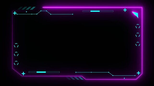 Futuristic HUD video frame Digital technology plexus lines background. Technology HUD template. Frame HUD element. HUD viewfinder Interference. Hologram VHS Noise Background In Hi Future Frame.4k