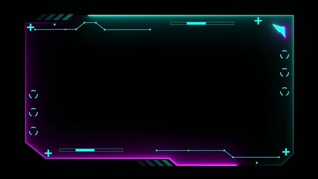 Futuristic HUD video frame Digital technology plexus lines background. Technology HUD template. Frame HUD element. HUD viewfinder Interference. Hologram VHS Noise Background In Hi Future Frame.4k