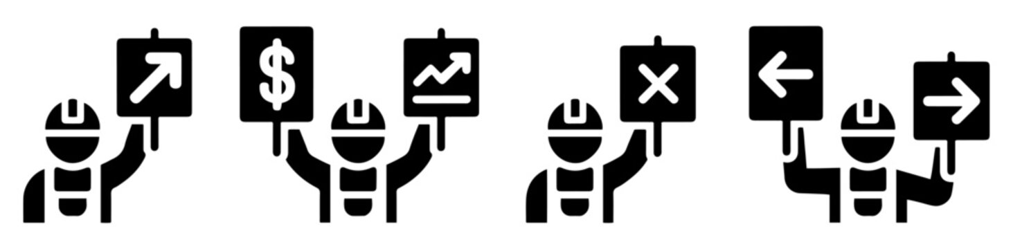 construction worker helmet man icon set