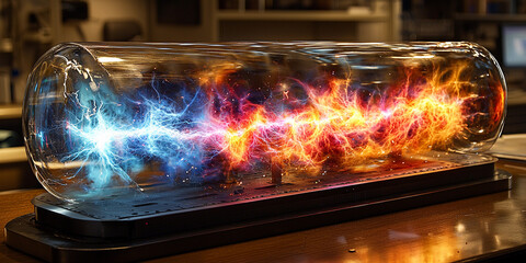 Colorful electrical display in science lab during the afternoon Generative AI